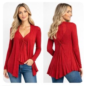 ANTHROPOLOGIE Angel of the North Women Small Burnt Orange Ruffle Open Cardigan